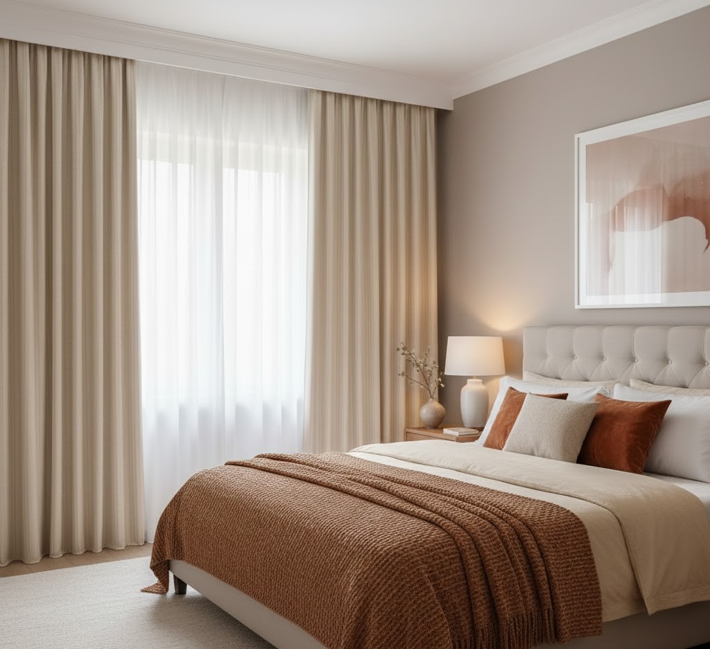 Cozy bedroom drapery